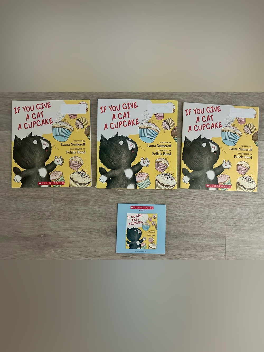 HOMESCHOOL/TEACHER Bundle - THREE (3) If Give a Cat Cupcake Books AND Audio CD